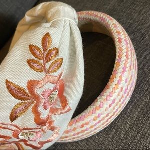 Anthropologie Embroidered Botanical Headband set